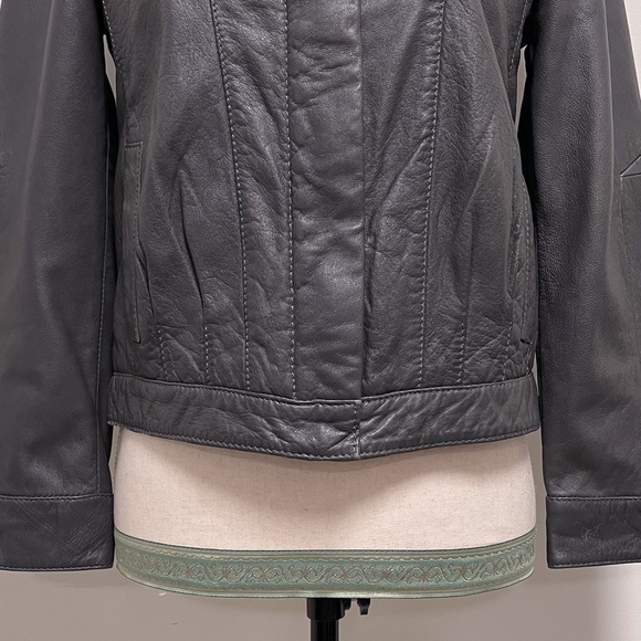 Zadig and Voltaire Gray Leather Leah Moto Jacket Medium Zip Up Lined RUNS SMALL - Picture 5 of 12